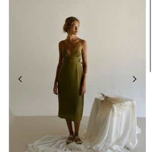 Yoli & Otis Veren dress in olive green silk